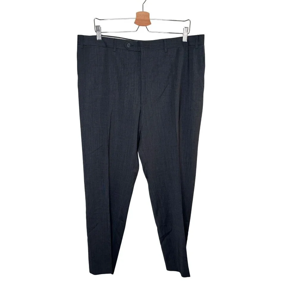 Canali Mens Gray Dress Pants Wool Blend Size 56 Waist 38